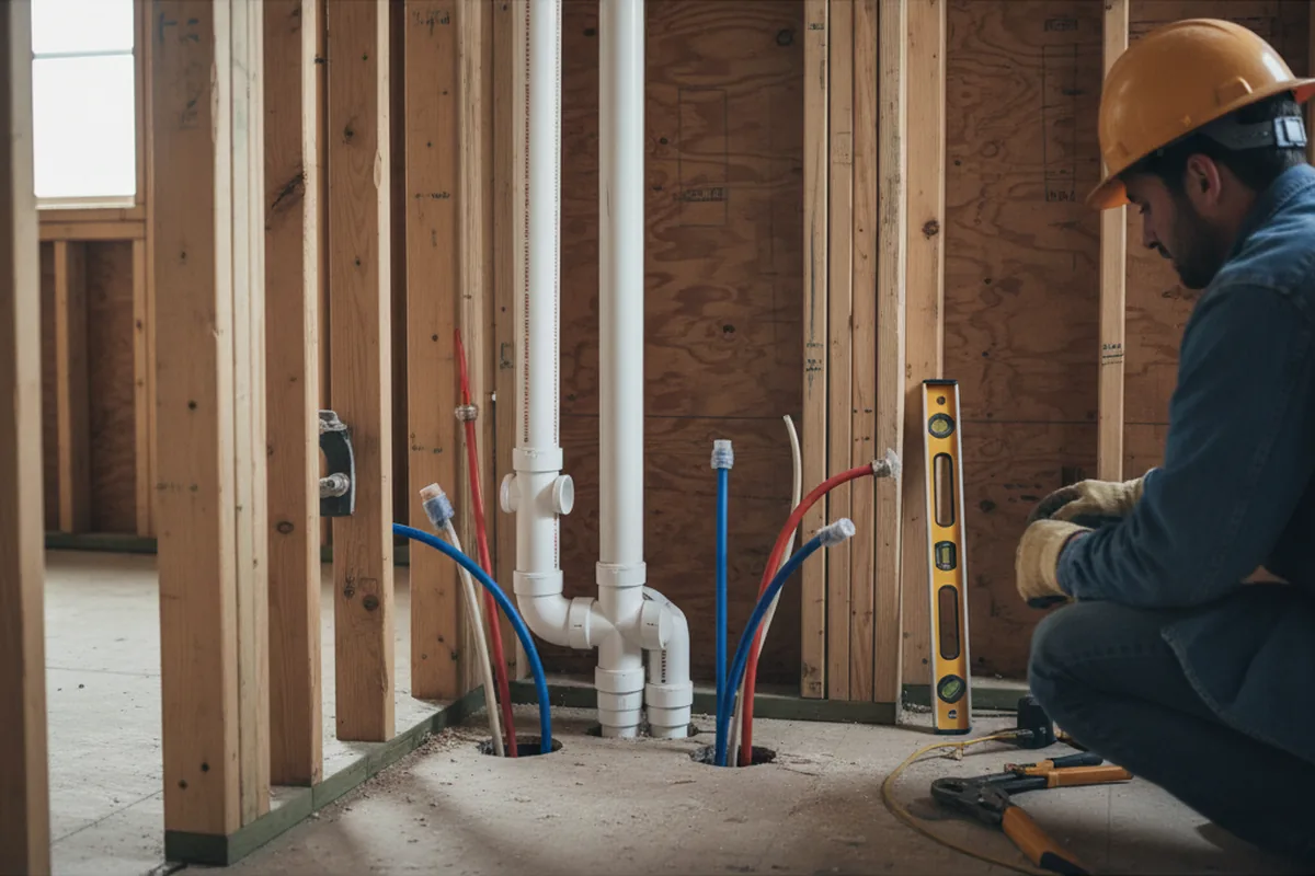 Drain and supply rough-in during Toilet Repair and Installation in Apex