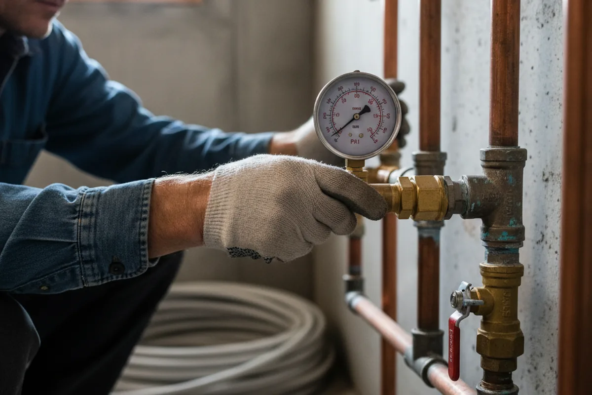 Pressure testing a repaired line during Water Line Repair in Apex